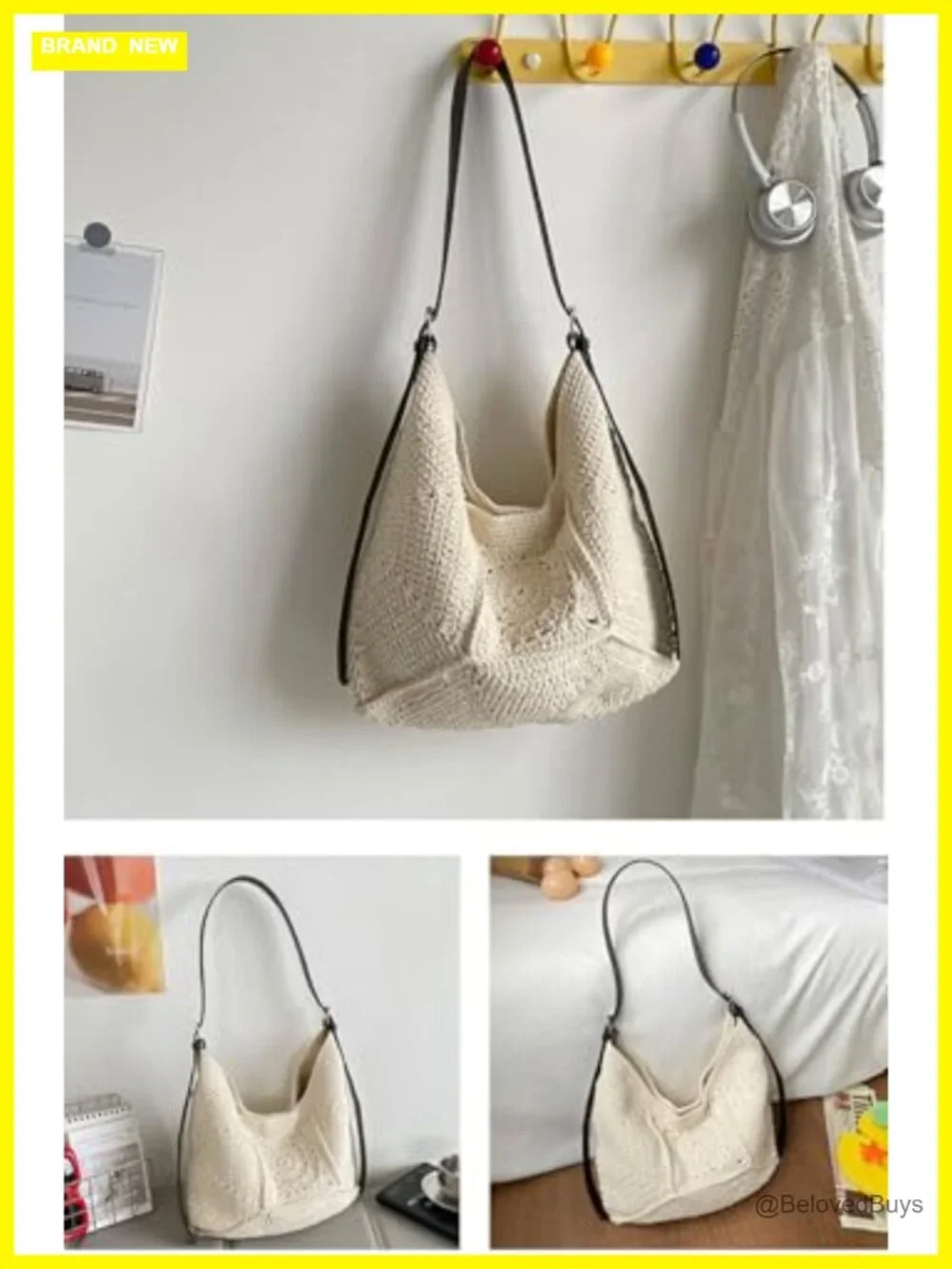 Crochet Bohemia Macrame Hobo Shoulder Bag Summer Beach Tote Purse